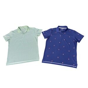 Bonobos Golf‎ Polo Shirt Bundle Slim Fit Blue Cocktail Print,Green Pattern sz L